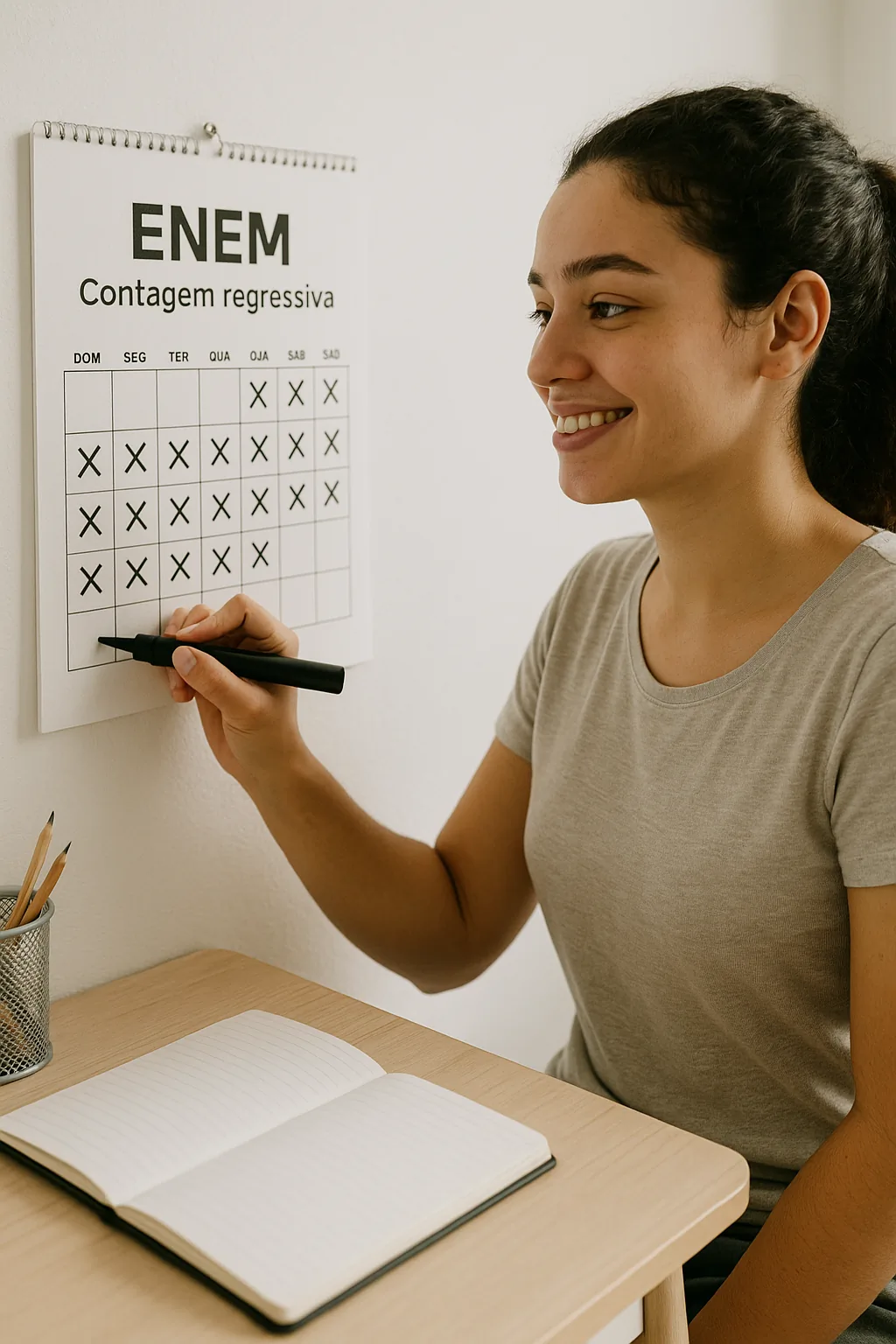 Organização de estudo até o dia do ENEM com metas diárias - Antes