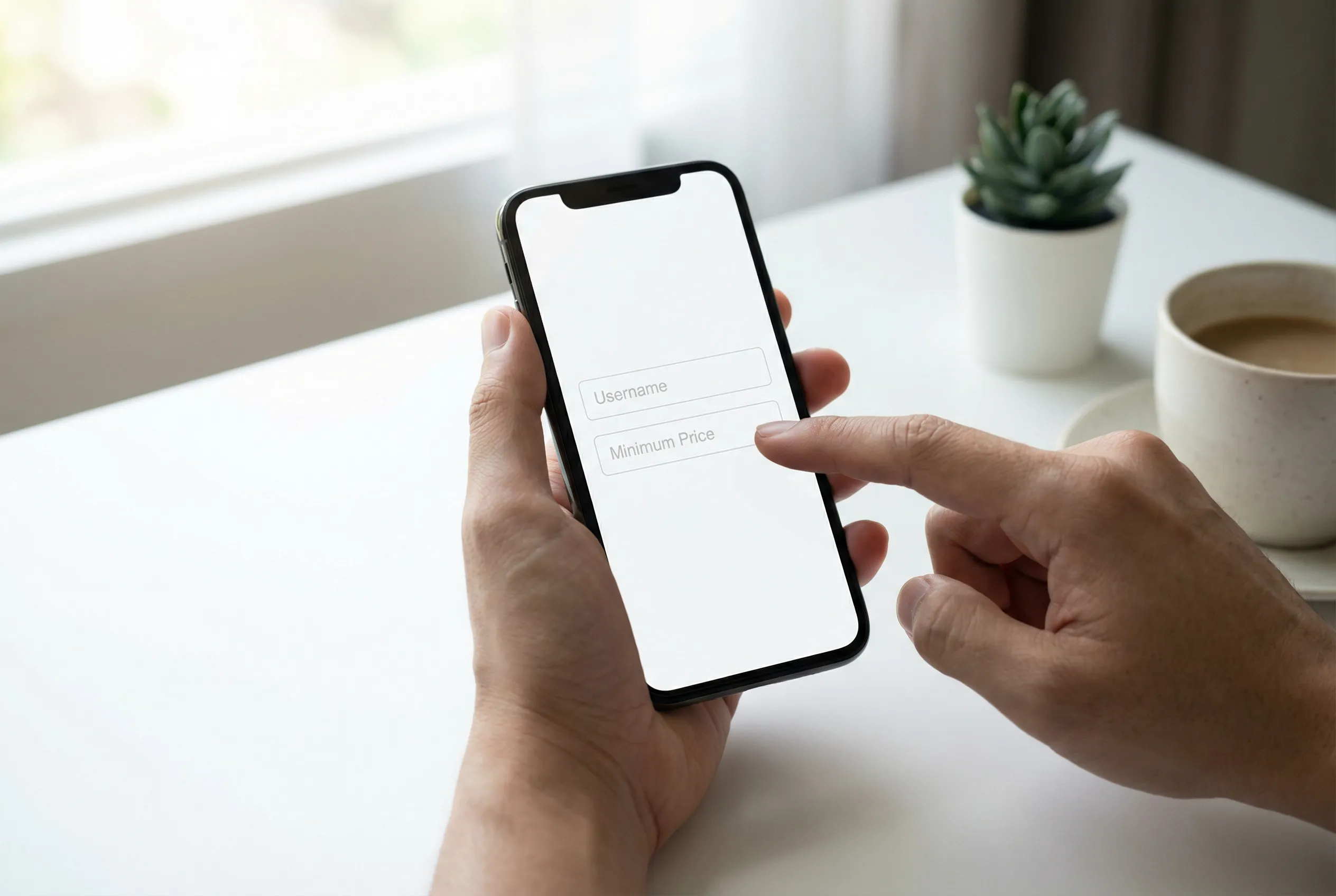 Mãos navegando pela galeria de vozes de famosos brasileiros no celular