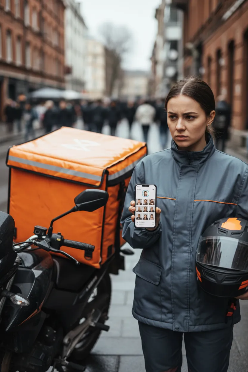 Entregador com foto que passa confiança - Depois