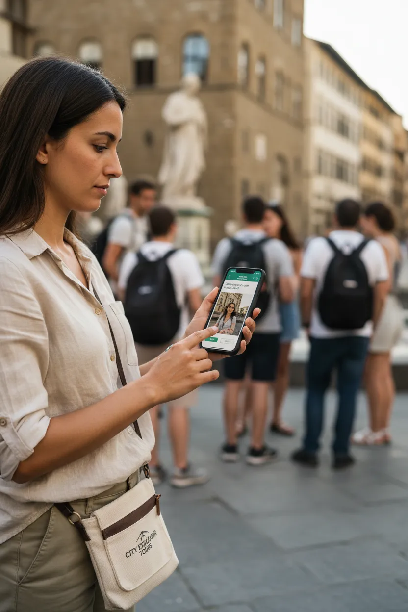 Guia turístico com foto que vende tour - Depois